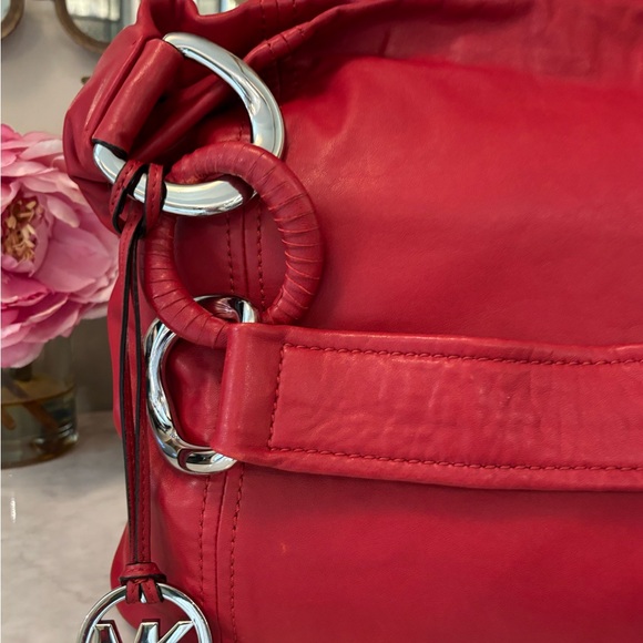 Michael Kors EUC Red Hobo Bag with Chunky Hardware + Slouchy Design - Picture 7 of 13